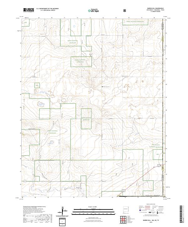 Rardin Hill, NM-OK-TX — USGS 7.5-minute topo (2023)