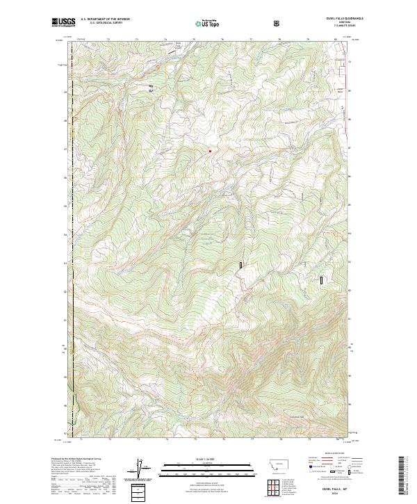 Ousel Falls, MT — USGS 7.5-minute topo (2024)