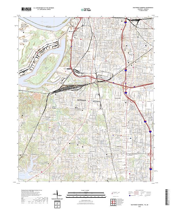 Southwest Memphis, TN-AR — USGS 7.5-minute topo (2022)