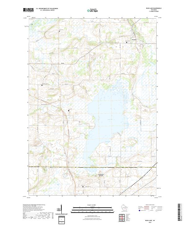 Rush Lake, WI — USGS 7.5-minute topo (2022)