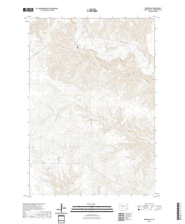 Bridger NE, SD — USGS 7.5-minute topo (2021)