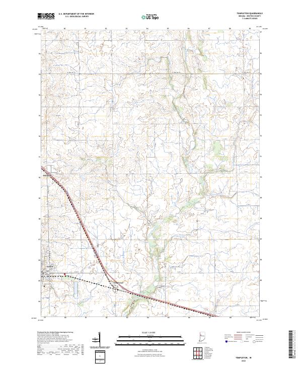 Templeton, IN — USGS 7.5-minute topo (2022)
