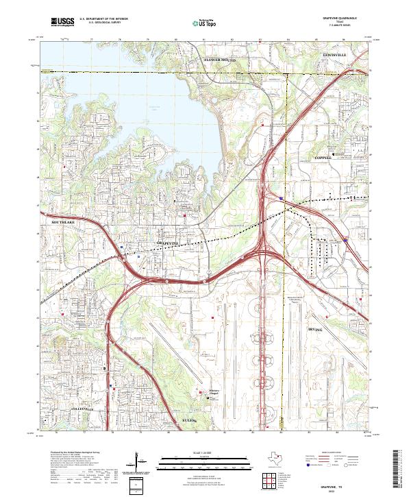 Grapevine, TX — USGS 7.5-minute topo (2022)