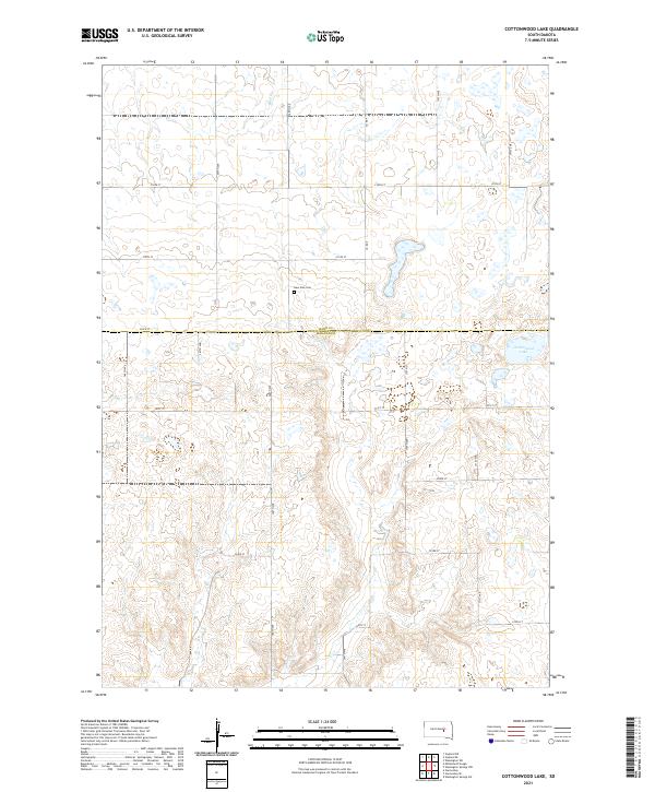 Cottonwood Lake, SD — USGS 7.5-minute topo (2021)