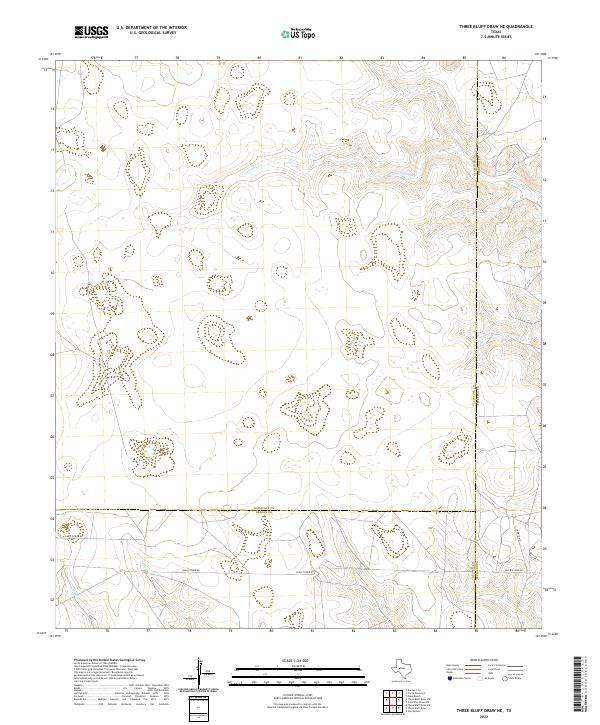 Three Bluff Draw NE, TX — USGS 7.5-minute topo (2022)