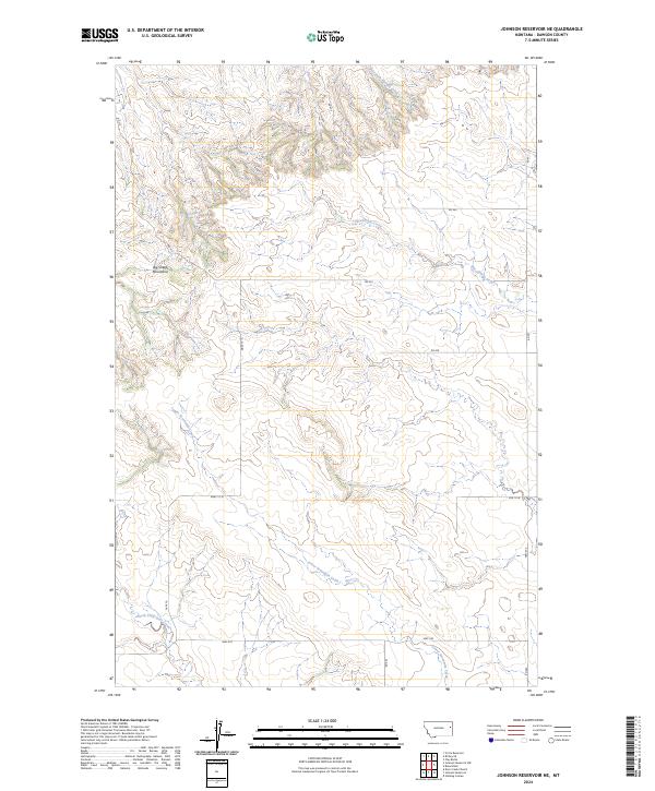 Johnson Reservoir NE, MT — USGS 7.5-minute topo (2024)