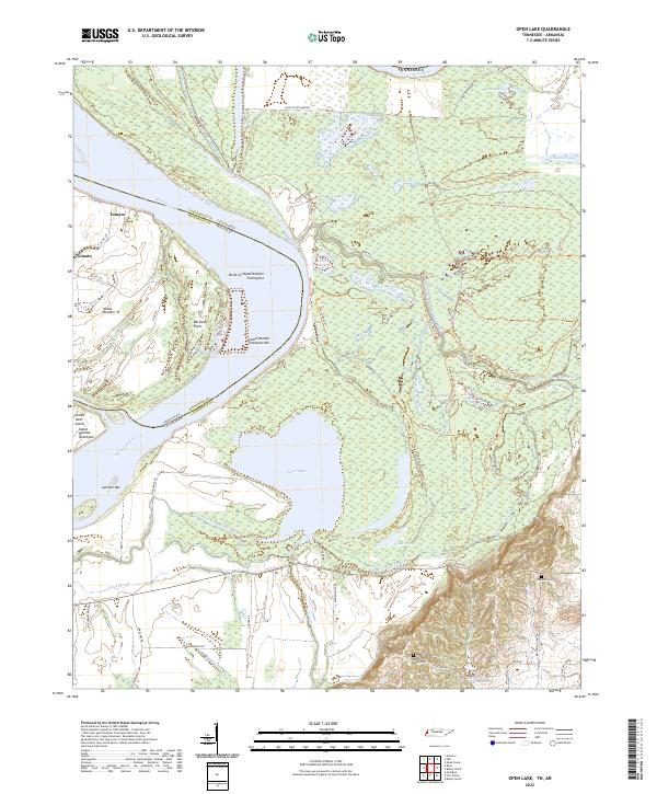 Open Lake, TN-AR — USGS 7.5-minute topo (2022)