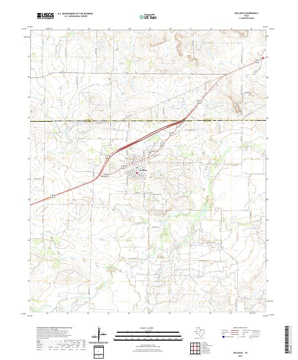 Holliday, TX — USGS 7.5-minute topo (2022)