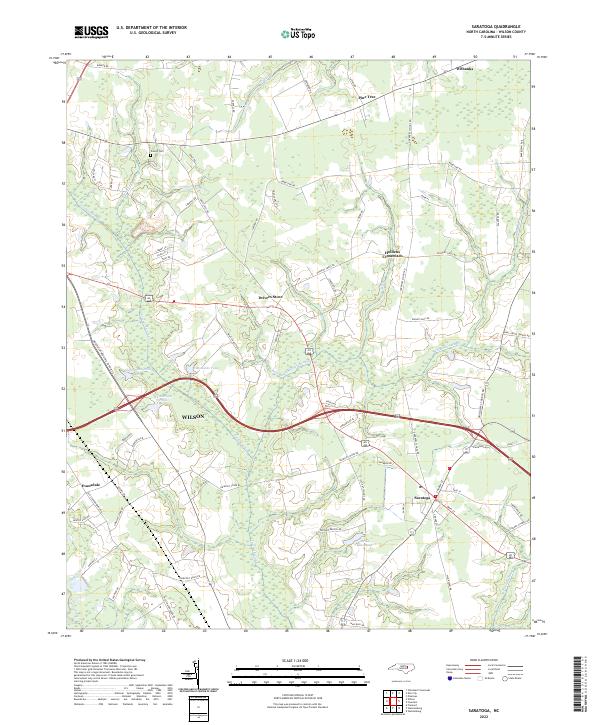 Saratoga, NC — USGS 7.5-minute topo (2022)