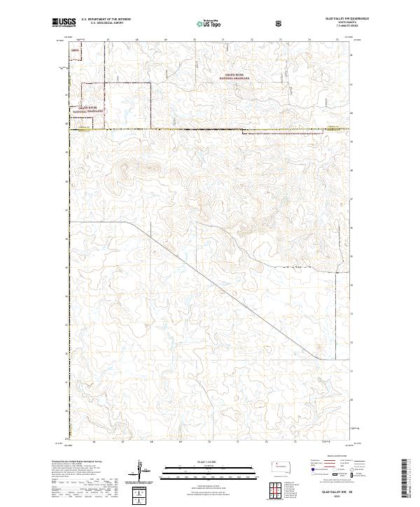 Glad Valley NW, SD — USGS 7.5-minute topo (2021)