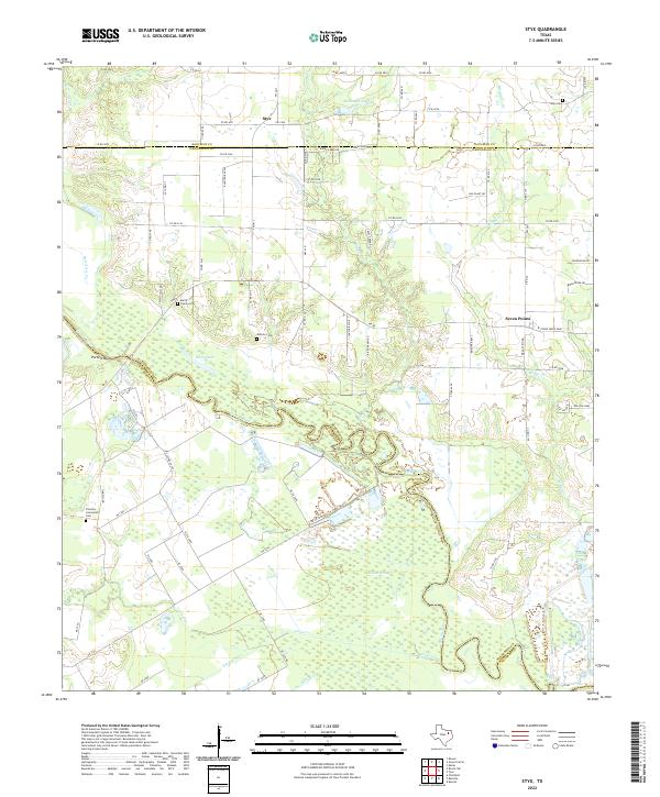 Styx, TX — USGS 7.5-minute topo (2022)