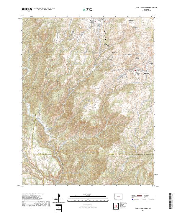 Cripple Creek South, CO — USGS 7.5-minute topo (2023)