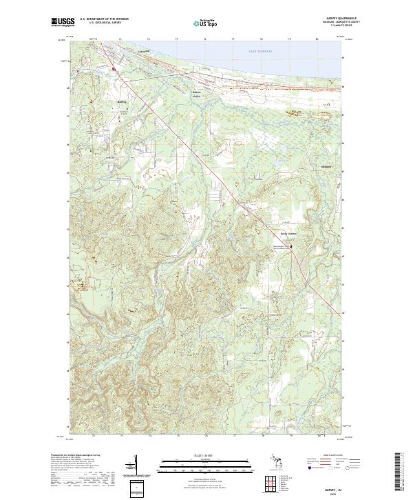 Harvey, MI — USGS 7.5-minute topo (2023)