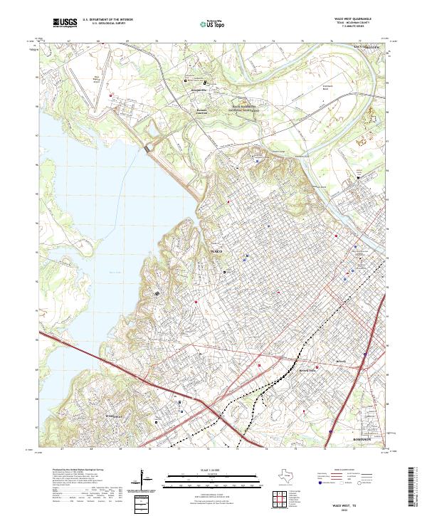 Waco West, TX — USGS 7.5-minute topo (2022)