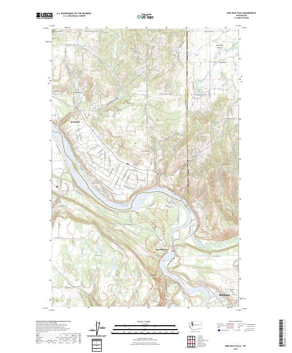 Nine Mile Falls, WA — USGS 7.5-minute topo (2023)