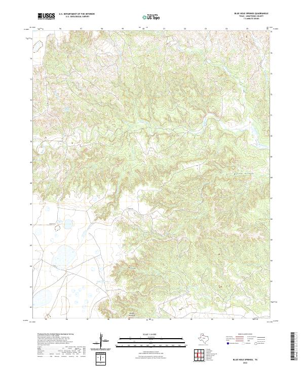 Blue Hole Springs, TX — USGS 7.5-minute topo (2022)