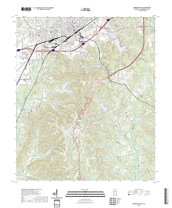 Meridian South, MS — USGS 7.5-minute topo (2024)