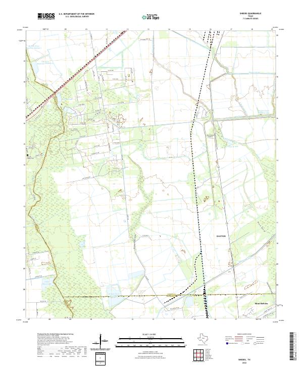 Sheeks, TX — USGS 7.5-minute topo (2022)