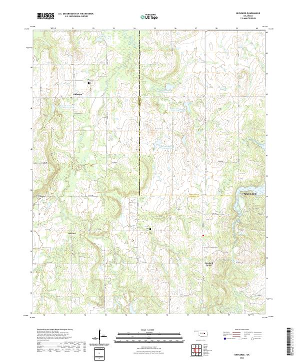 Okfuskee, OK — USGS 7.5-minute topo (2022)