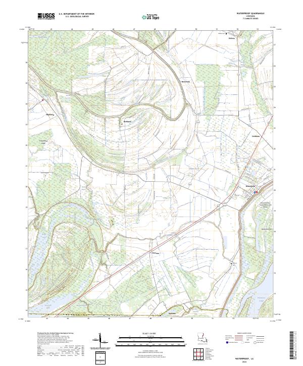 Waterproof, LA — USGS 7.5-minute topo (2024)