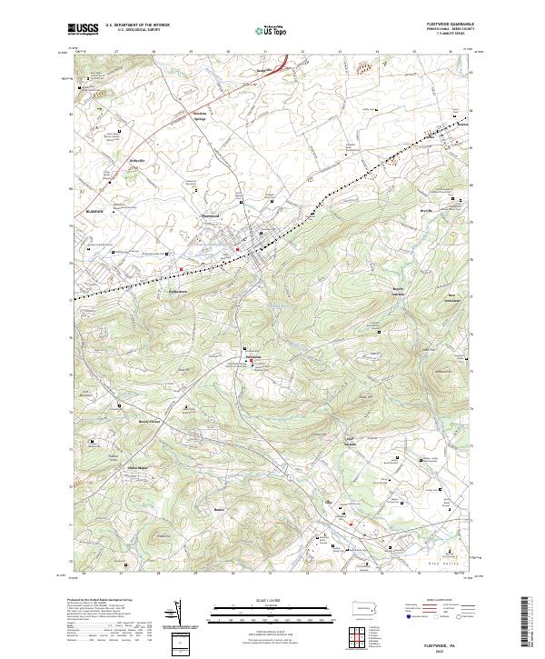 Fleetwood, PA — USGS 7.5-minute topo (2023)