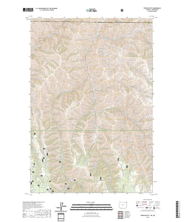 Teepee Butte, OR-WA — USGS 7.5-minute topo (2023)