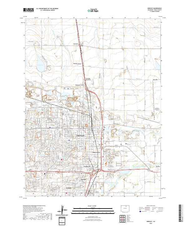 Greeley, CO — USGS 7.5-minute topo (2022)