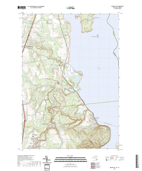 Keeseville, NY-VT — USGS 7.5-minute topo (2023)