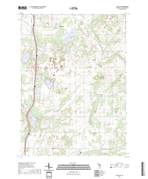 Lyon Lake, MI — USGS 7.5-minute topo (2023)