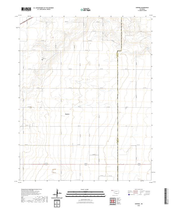 Hopkins, OK — USGS 7.5-minute topo (2022)