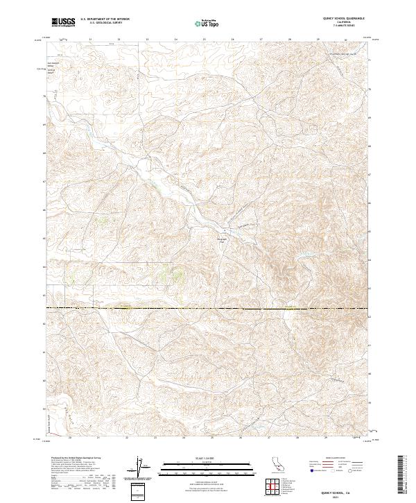 Quincy School, CA — USGS 7.5-minute topo (2021)