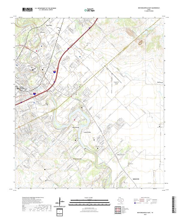 New Braunfels East, TX — USGS 7.5-minute topo (2022)