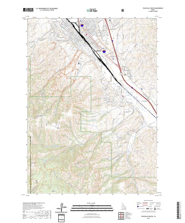Pocatello South, ID — USGS 7.5-minute topo (2023)