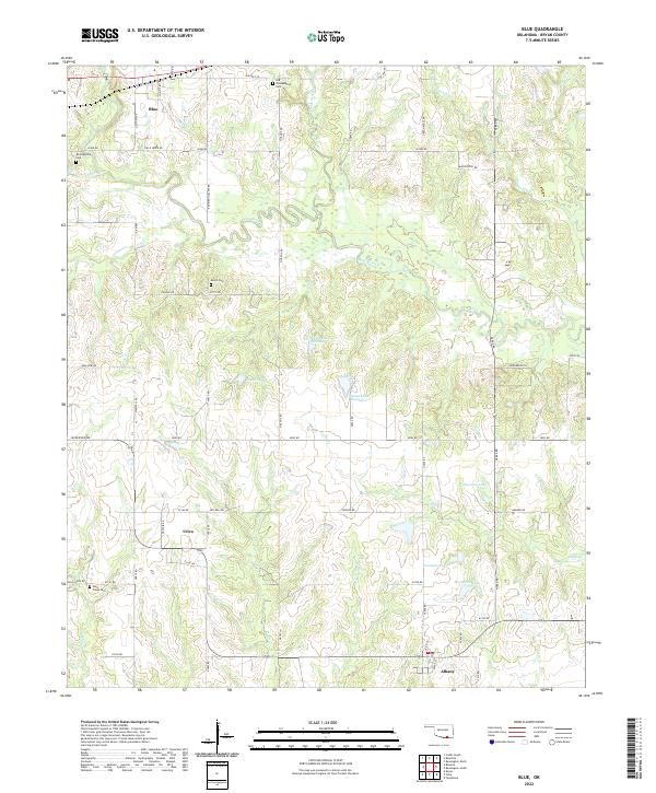 Blue, OK — USGS 7.5-minute topo (2022)