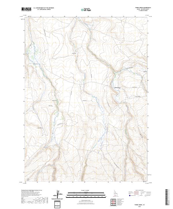 Three Creek, ID — USGS 7.5-minute topo (2023)