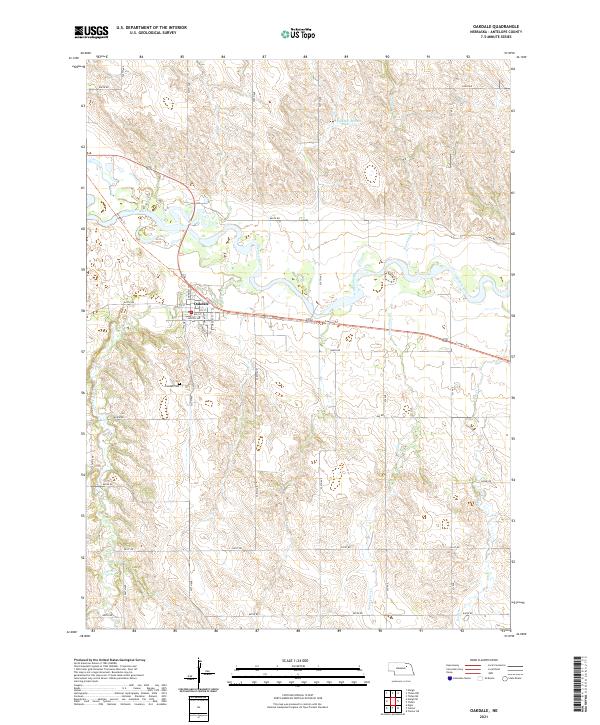 Oakdale, NE — USGS 7.5-minute topo (2021)