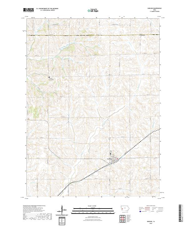 Earling, IA — USGS 7.5-minute topo (2022)