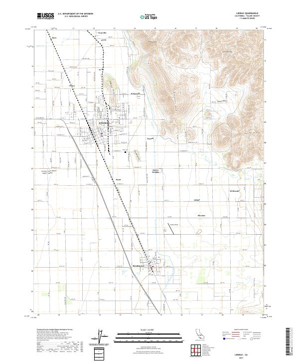 Lindsay, CA — USGS 7.5-minute topo (2021)