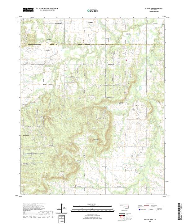 Spanish Peak, OK — USGS 7.5-minute topo (2022)