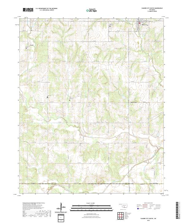 Elmore City South, OK — USGS 7.5-minute topo (2022)