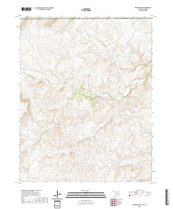 Pearsonia NW, OK-KS — USGS 7.5-minute topo (2022)
