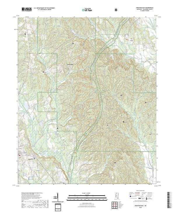 Houston East, MS — USGS 7.5-minute topo (2024)