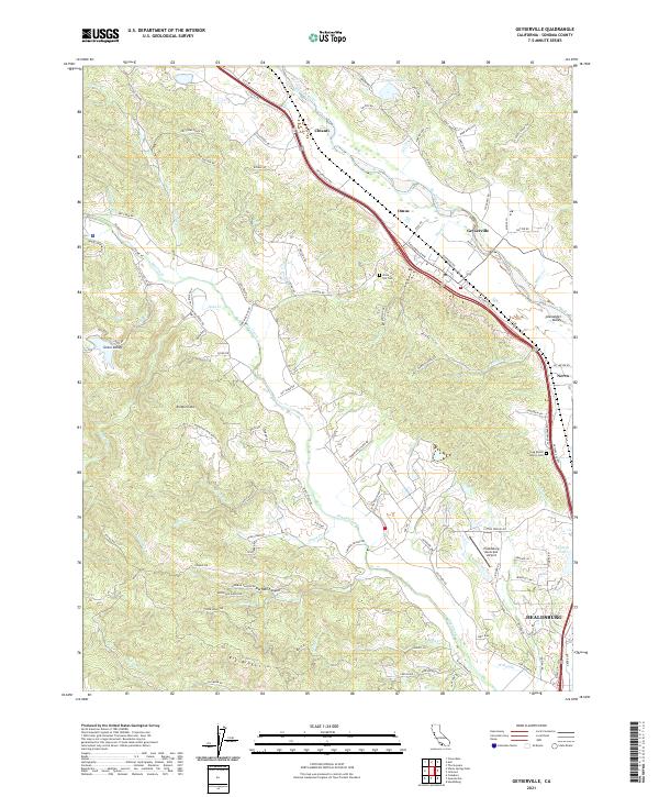Geyserville, CA — USGS 7.5-minute topo (2021)