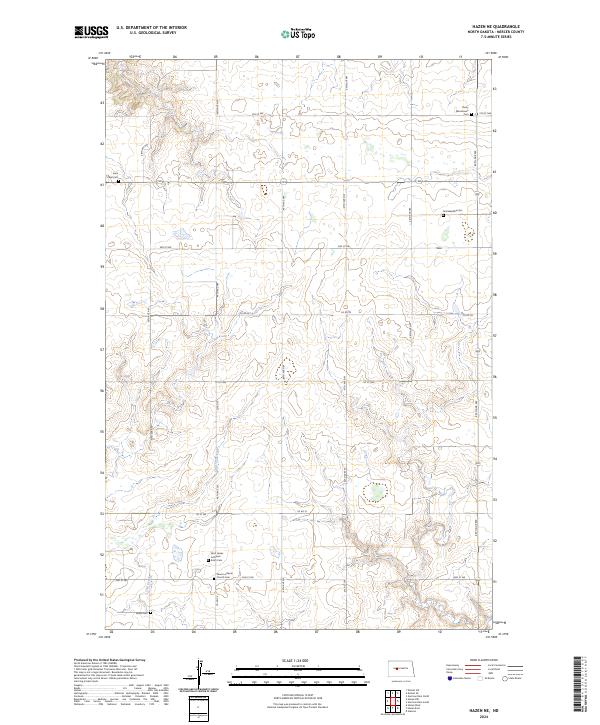 Hazen NE, ND — USGS 7.5-minute topo (2024)