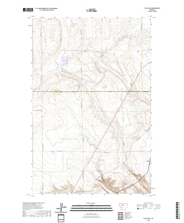 Flick Lake, MT — USGS 7.5-minute topo (2024)