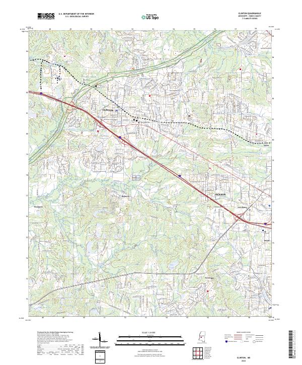 Clinton, MS — USGS 7.5-minute topo (2024)