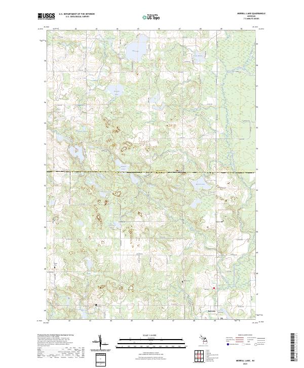 Merrill Lake, MI — USGS 7.5-minute topo (2023)