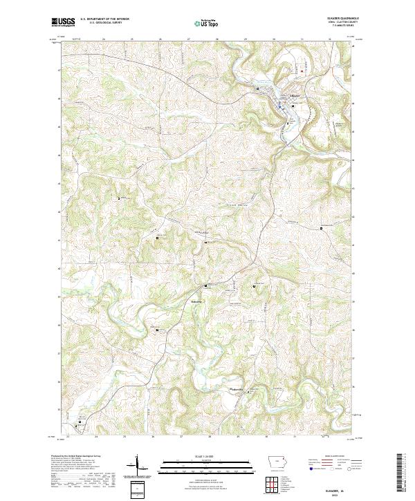 Elkader, IA — USGS 7.5-minute topo (2022)