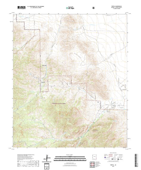 Portal, AZ — USGS 7.5-minute topo (2021)