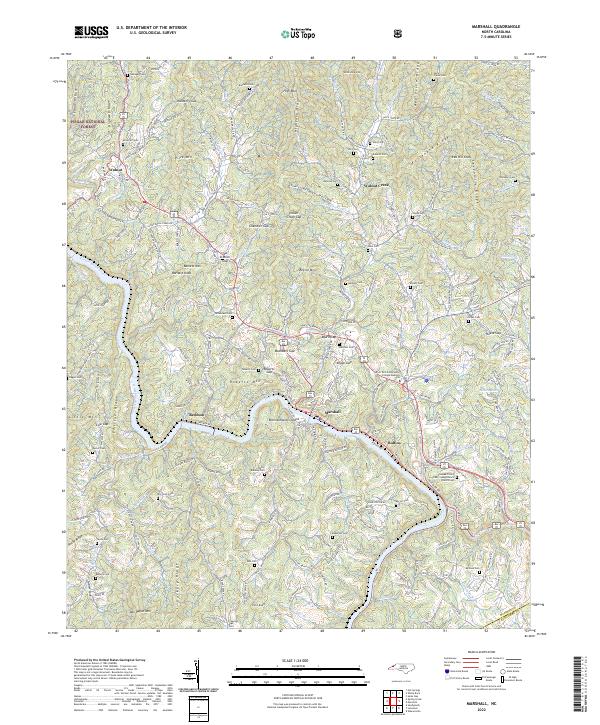 Marshall, NC — USGS 7.5-minute topo (2022)